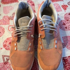 On Running Women's Peach and Gray Sneakers